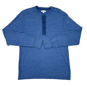 J Crew Henley Shirt Mens Size Medium Blue Long Sleeve Casual Menswear